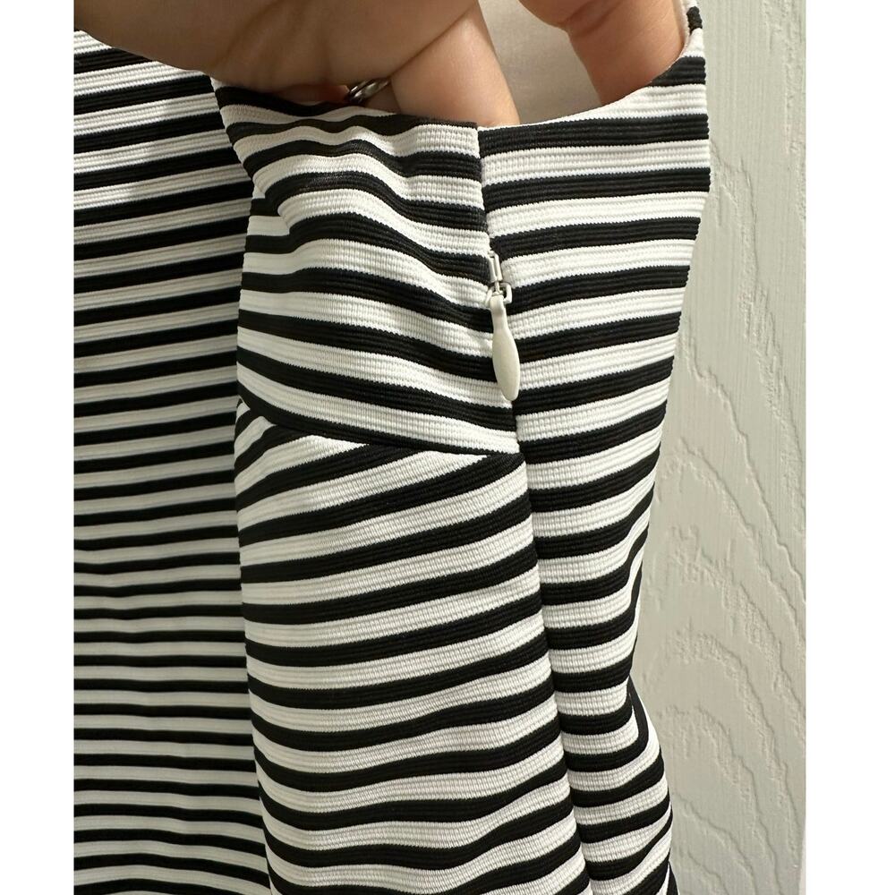 WHBM White House Black Market Black and White Striped Shell Blouse Peplum Top 2 - Picture 3 of 7